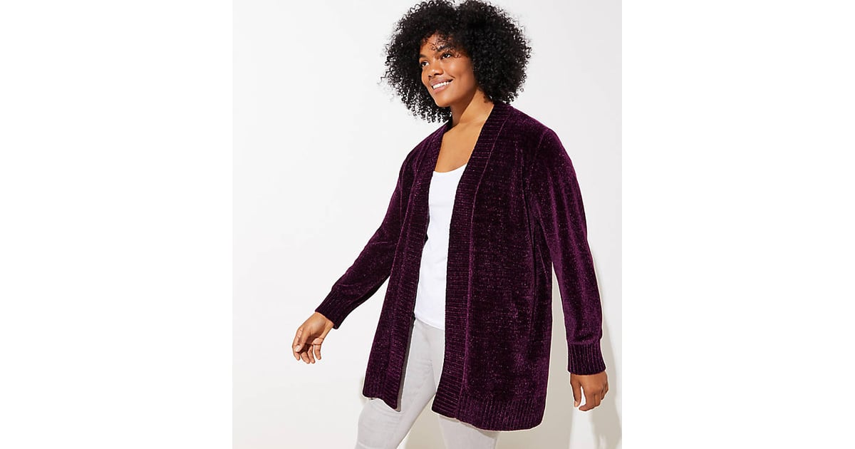 Purple chenille cardigan top
