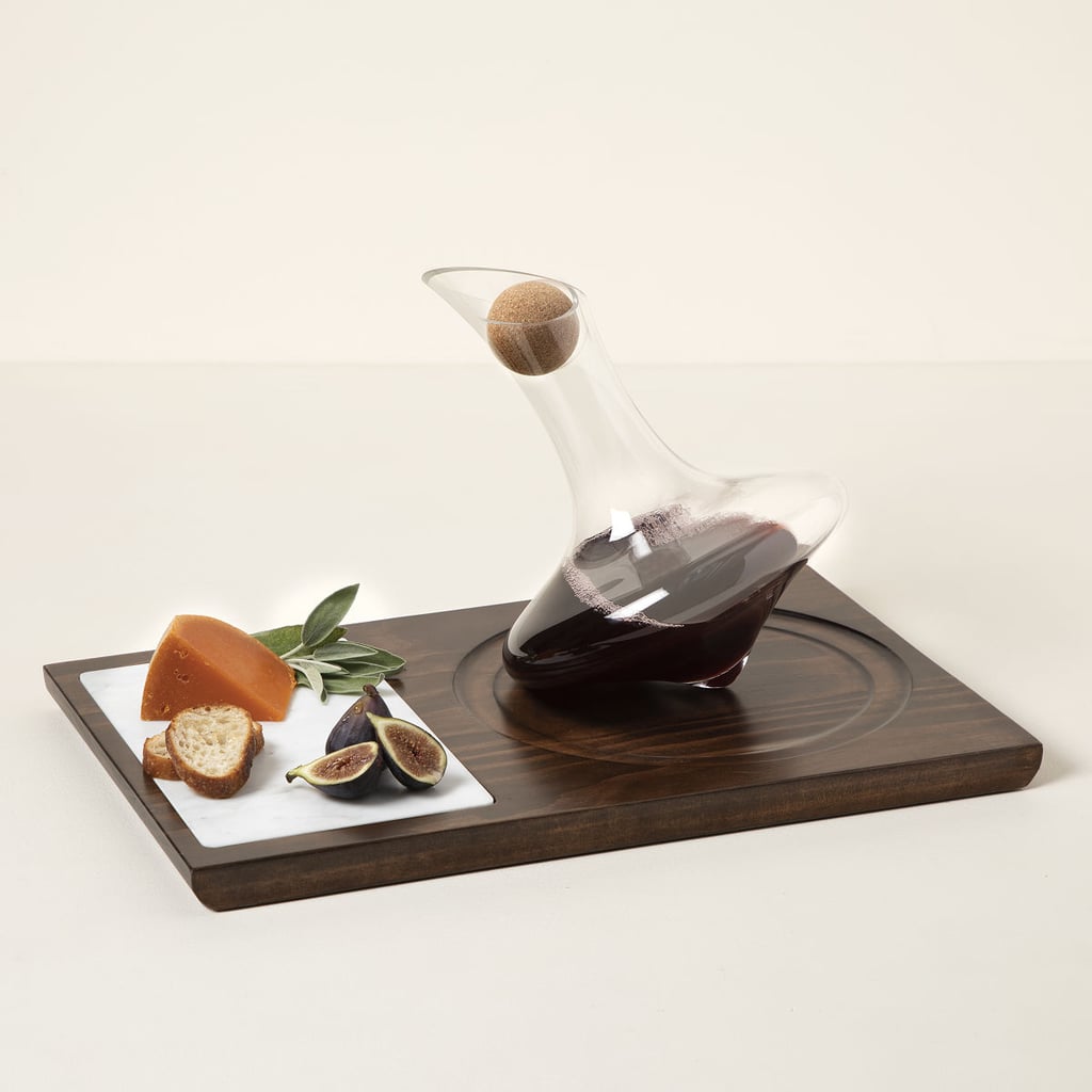 For Charcuterie Board Lovers: Spinning Wine & Cheese Server with Glass Decanter