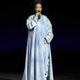 Rihanna's Denim Dress Has a Slit All the Way Up to Her Bump