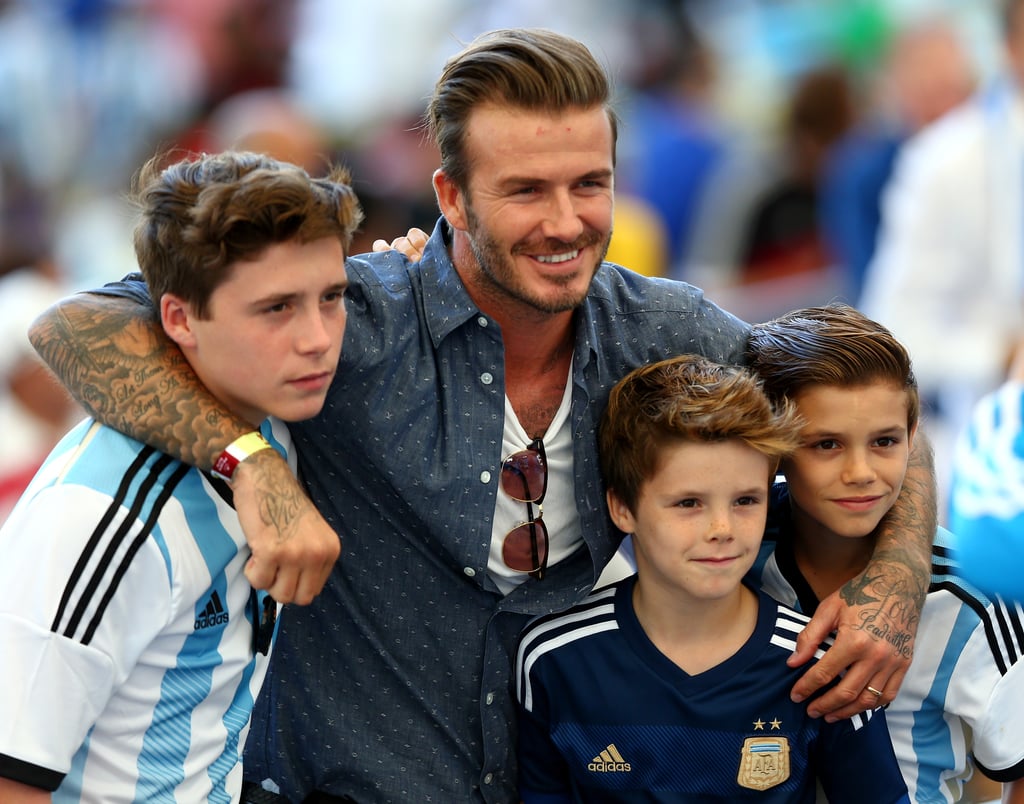 David Beckham posed for a picture with his sons.