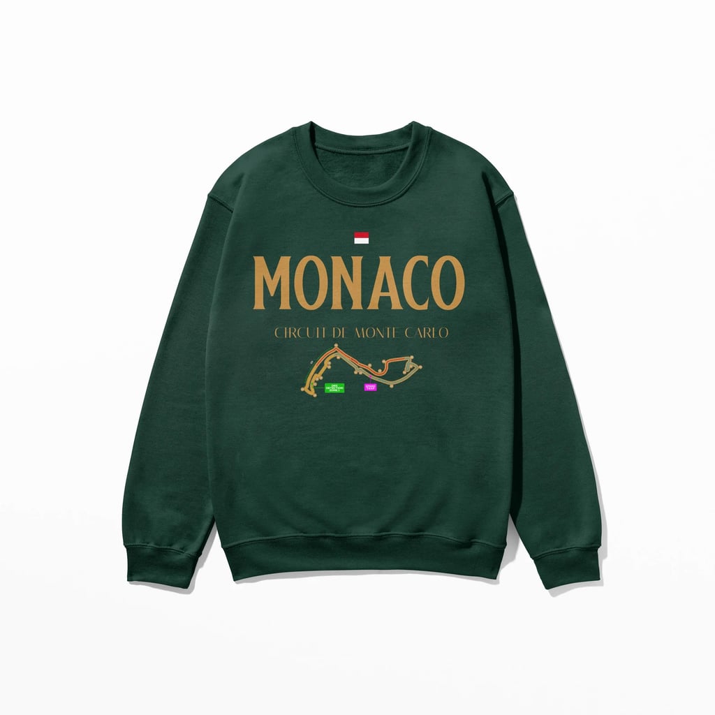 Monte Carlo Circuit De Monaco Sweatshirt ($44)
You can never go wrong with a cozy sweatshirt, especially as the weather gets cooler. This one is inspired by the Monaco Grand Prix, with the circuit depicted underneath and the sectors and DRS zones highlighted. You can get this in a variety of colors as well.