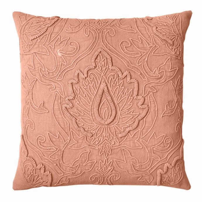 Lotus Square Throw Pillow in Coral