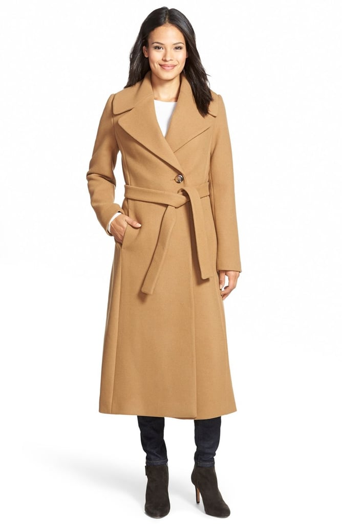 wool blend wrap coat