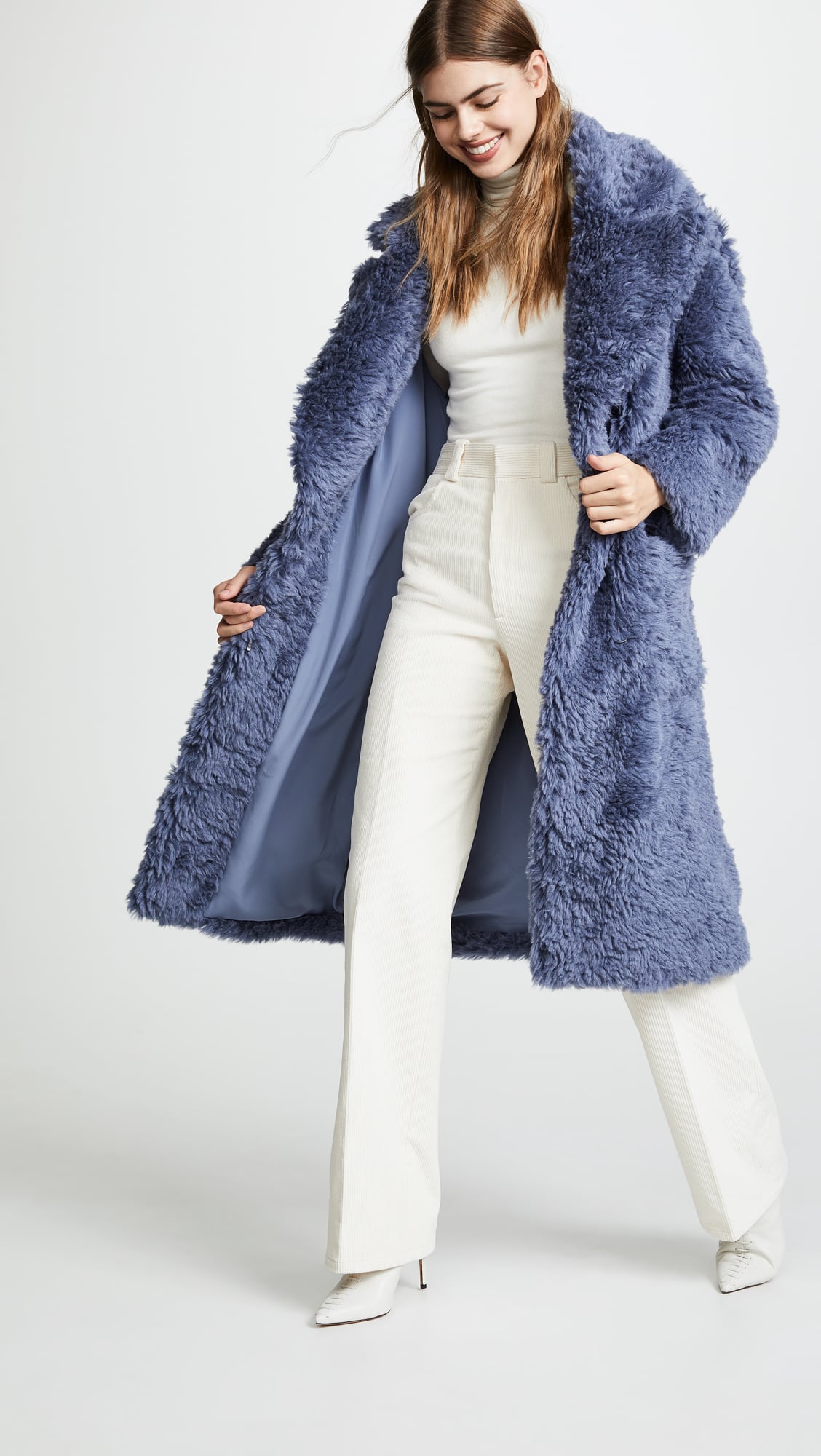 Ularma Faux Fur Cropped Jackets for Women Cozy Flannel Shaggy Teddy Coat Full Zip Outwear Jacket with Pockets Winter 