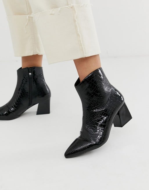 black croc effect boots