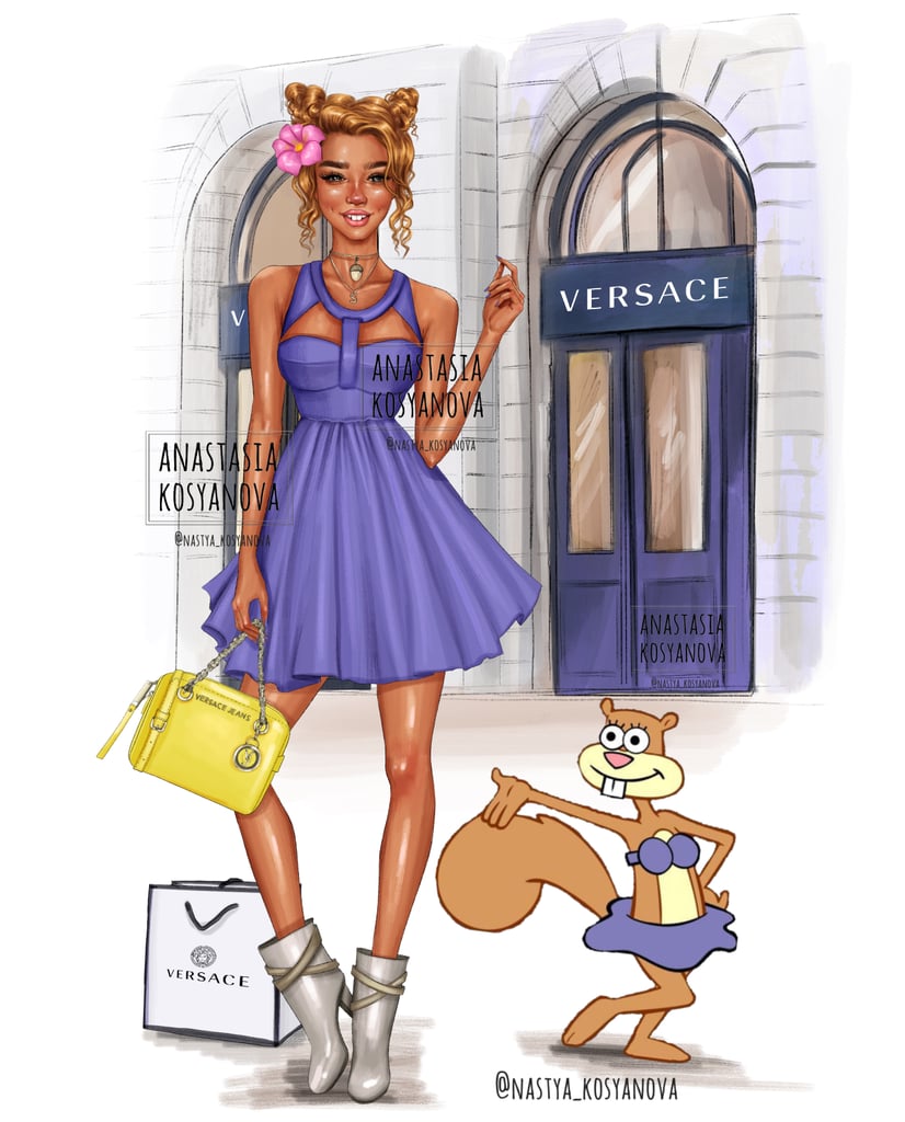 Sandy Cheeks as a Versace Fashionista