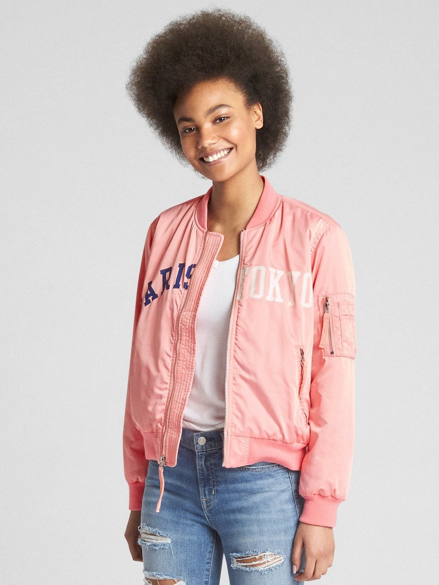 Gap pink store bomber jacket