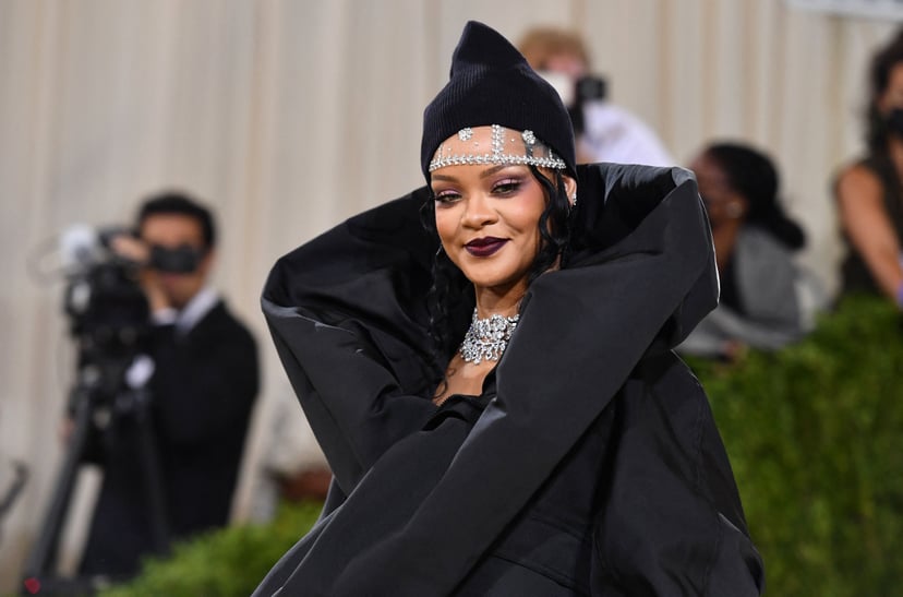 Barbadian singer Rihanna arrives for the 2021 Met Gala at the Metropolitan Museum of Art on September 13, 2021 in New York. - This year's Met Gala has a distinctively youthful imprint, hosted by singer Billie Eilish, actor Timothee Chalamet, poet Amanda G