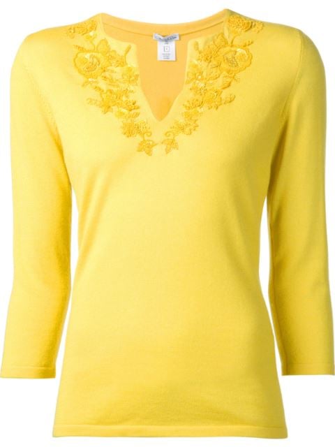 Oscar de la Renta Embroidered Sweater ($1,990) | Salma Hayek at the ...