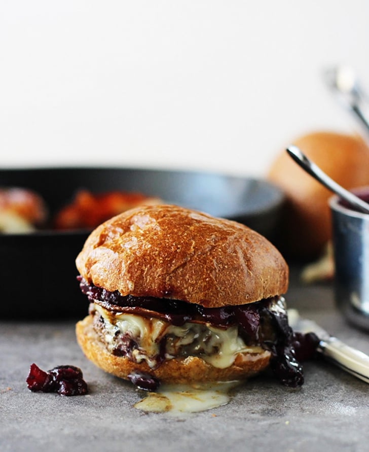 Taleggio Burgers With Spicy Pancetta and Pear and Blueberry Chutney