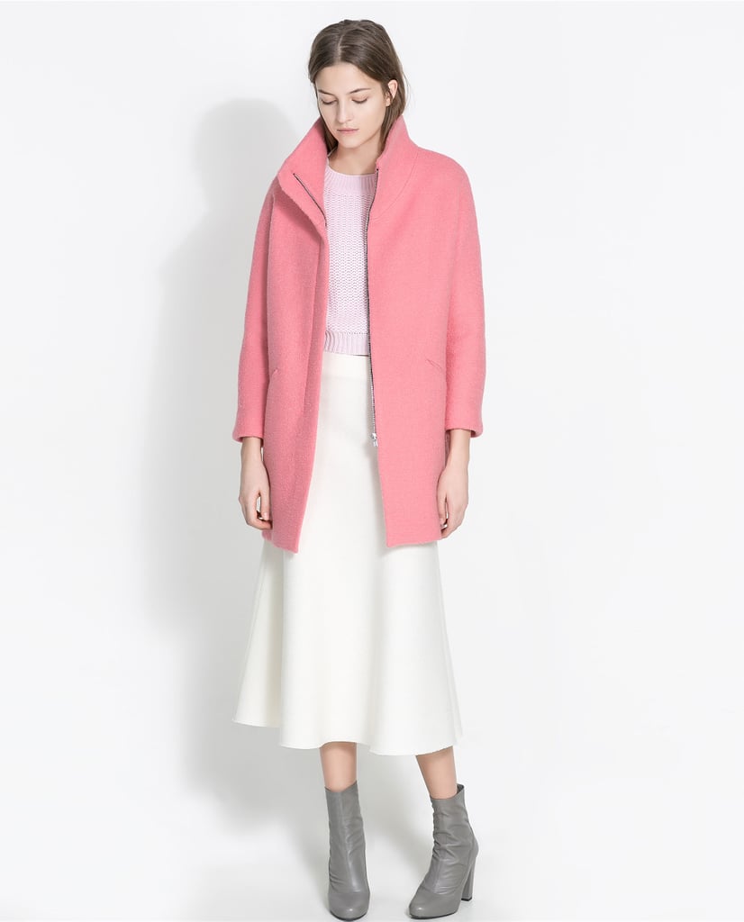 Zara Pink Boucle Coat