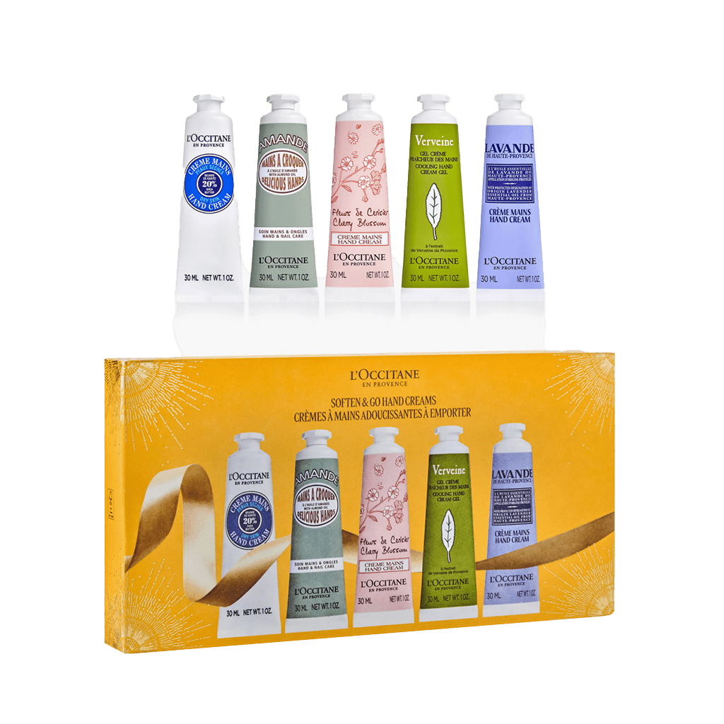 L'Occitane Soften & Go Hand Cream Set ($45)
This limited-edition five-piece set of L'Occitane's classic scents — Shea Butter, Almond Delicious, Cherry Blossom, and Lavender alongside the Cool Hand Cream Gel — screams stocking stuffer. But we also wouldn't blame you for keeping maybe one or two for yourself.