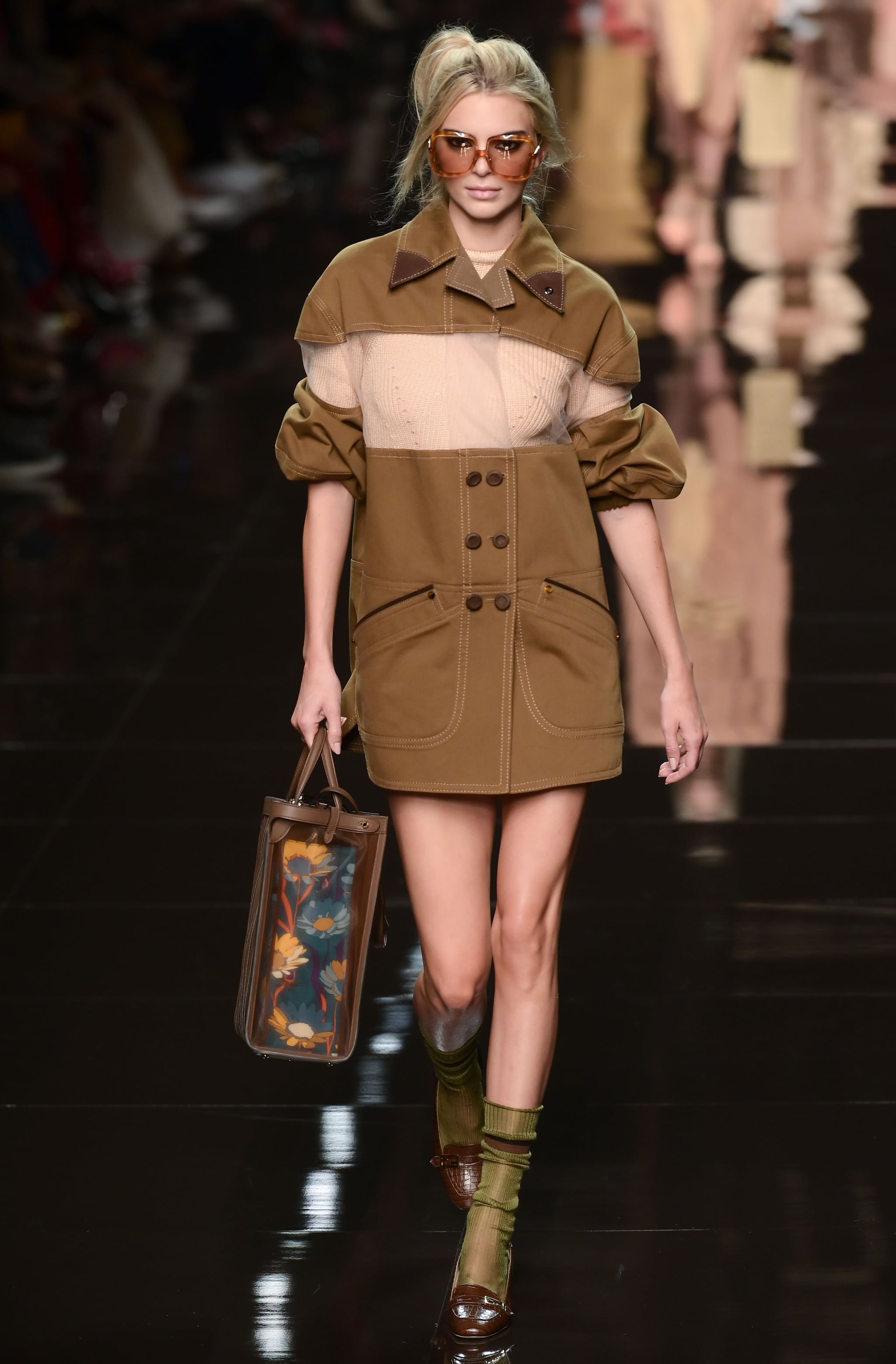 Kendall Jenner Walking for Versace Spring/Summer 2020 at Milan Fashion Week, Kendall Jenner Walked the Fendi Runway Like a Boss in Blond Hair and a  Sheer Blouse