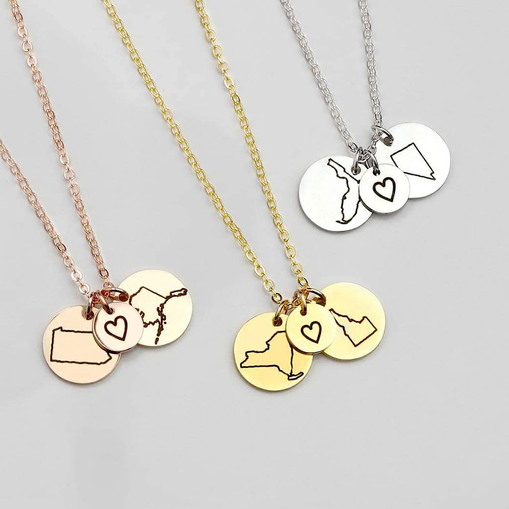 A Cute Minimalist Necklace: Long Distance Friendship State Charm Necklace