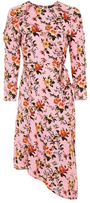 How would we wear this floral ruffled midi dress ($95)? With a pair of jeans!