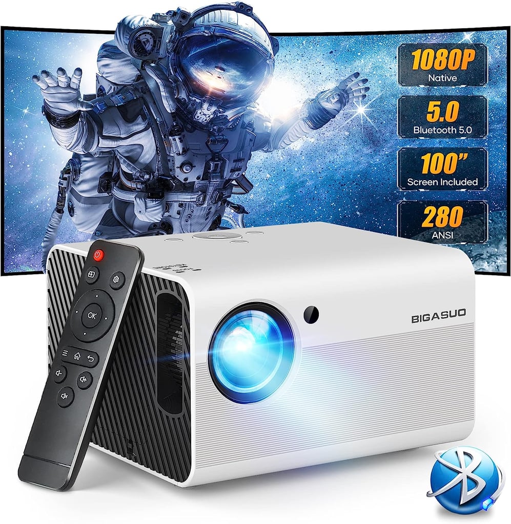 Best Prime Day Deals on TVs: BIGASUO Outdoor Movie Projector Bluetooth 5.0