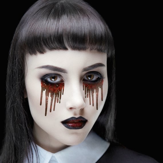 Dripping Blood Eyes Temporary Tattoos - Two Options, Halloween, Costume