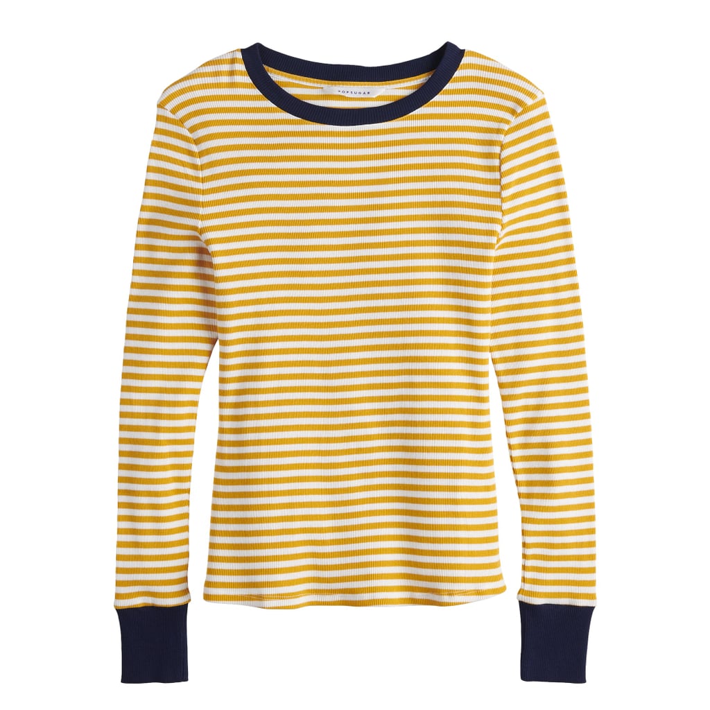 POPSUGAR Contrast-Stripe Crewneck Top