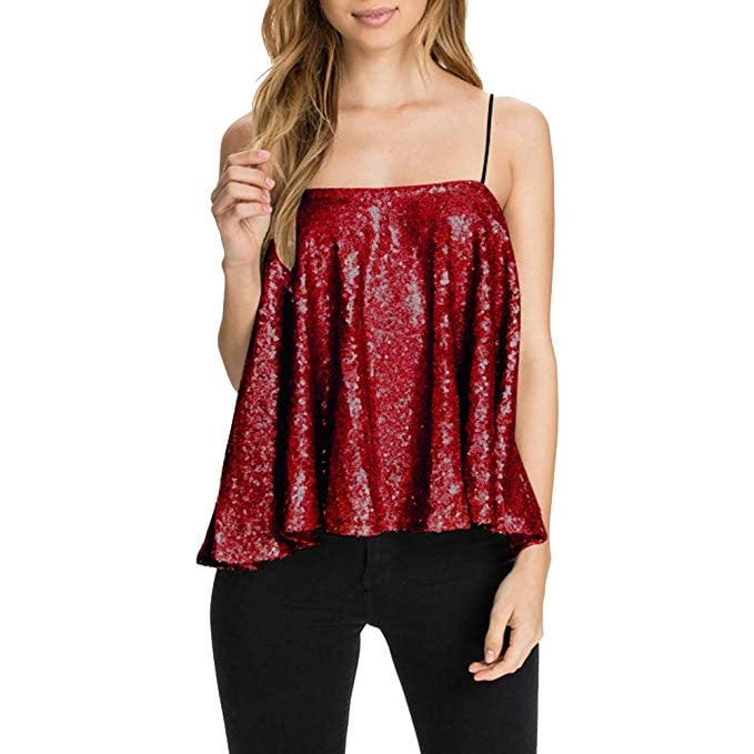 Vero Viva Sequin Spaghetti Strap Top