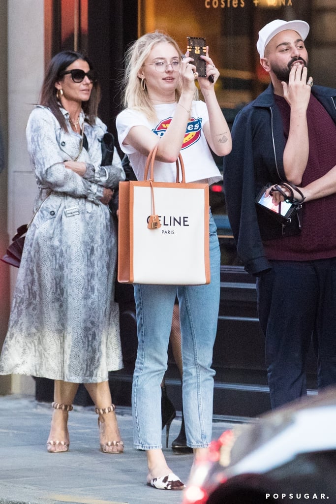 Sophie Turner Cow Print Mules in Paris 2019