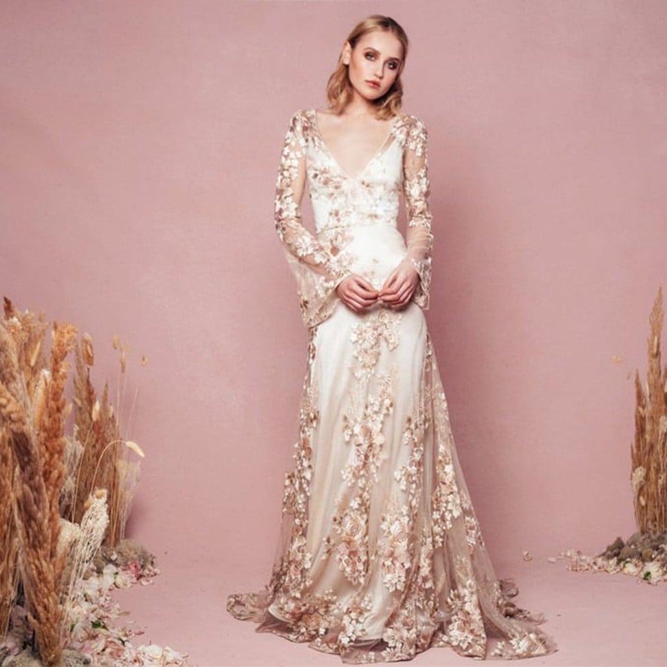 rose gold gowns for wedding