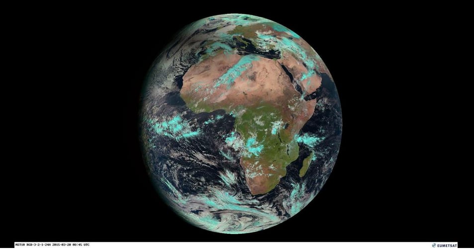 This image of Earth was taken by Meteosat during the eclipse — now that's a view that you don't see often!