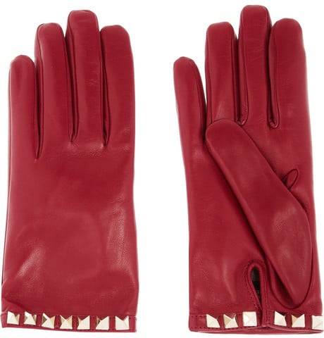 Valentino Stud-Embellished Leather Gloves