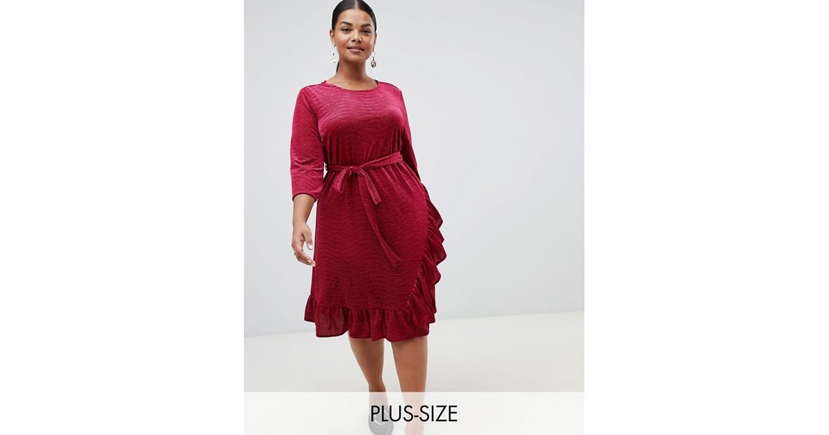 wrap frill hem dress