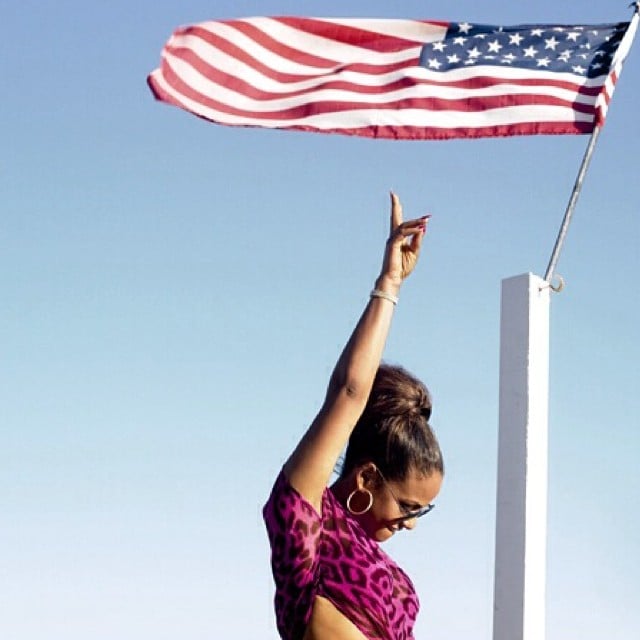 Christina Milian posed with a US flag.
Source: Instagram user christinamilian