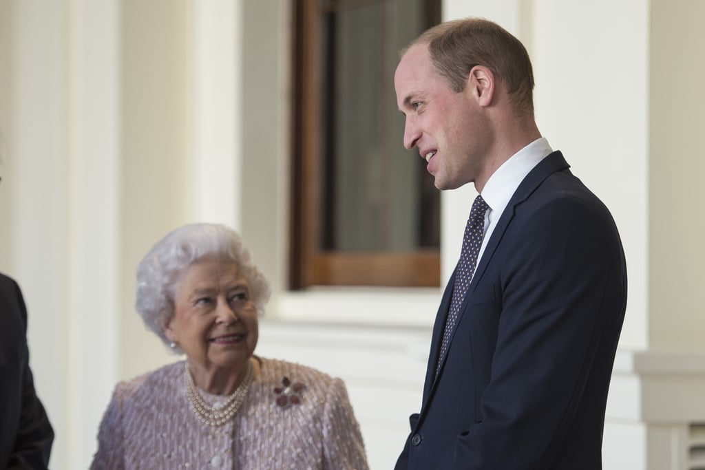 The Queen looks up to her grandson, who measures 6'3".