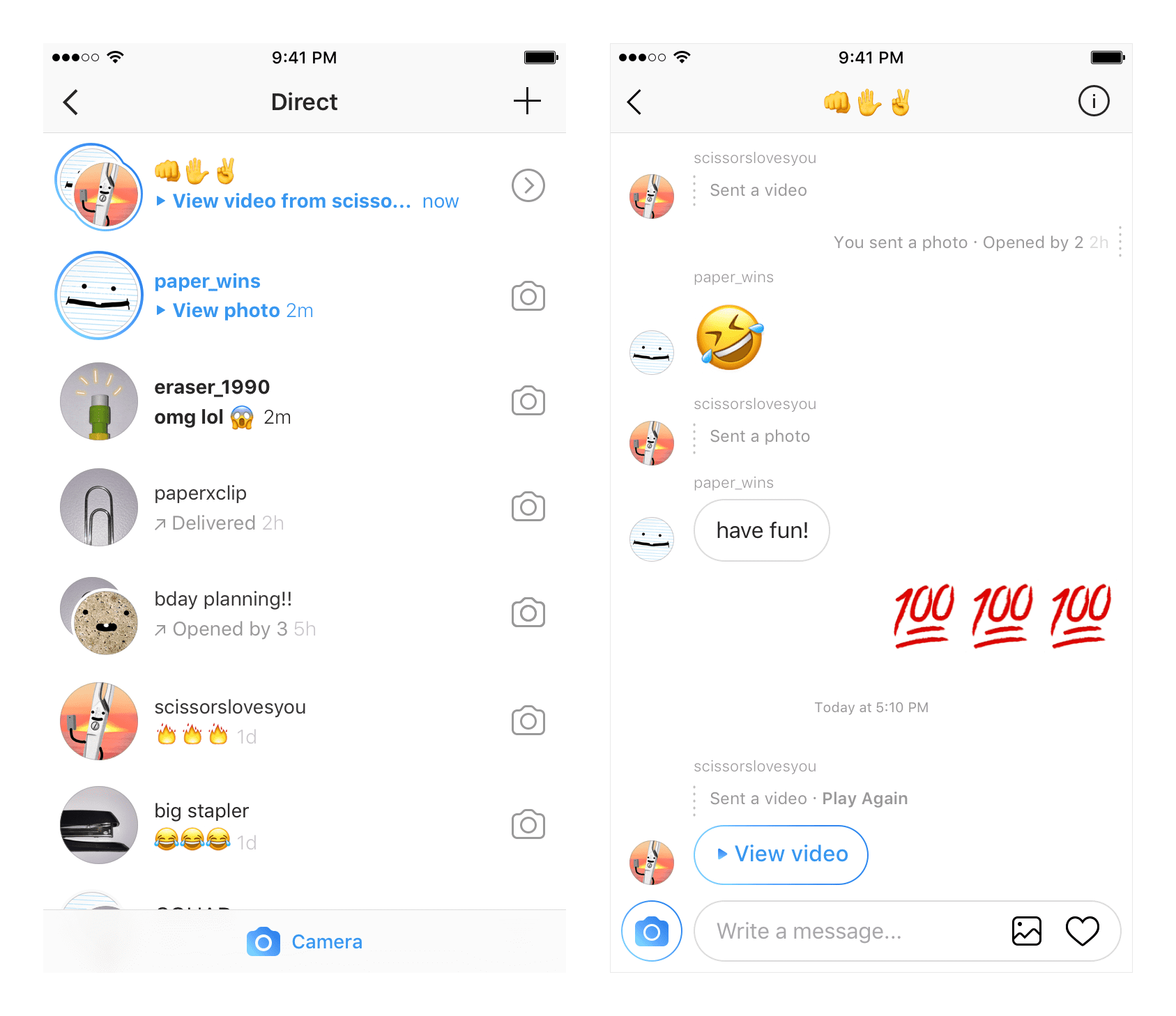 instagram message video