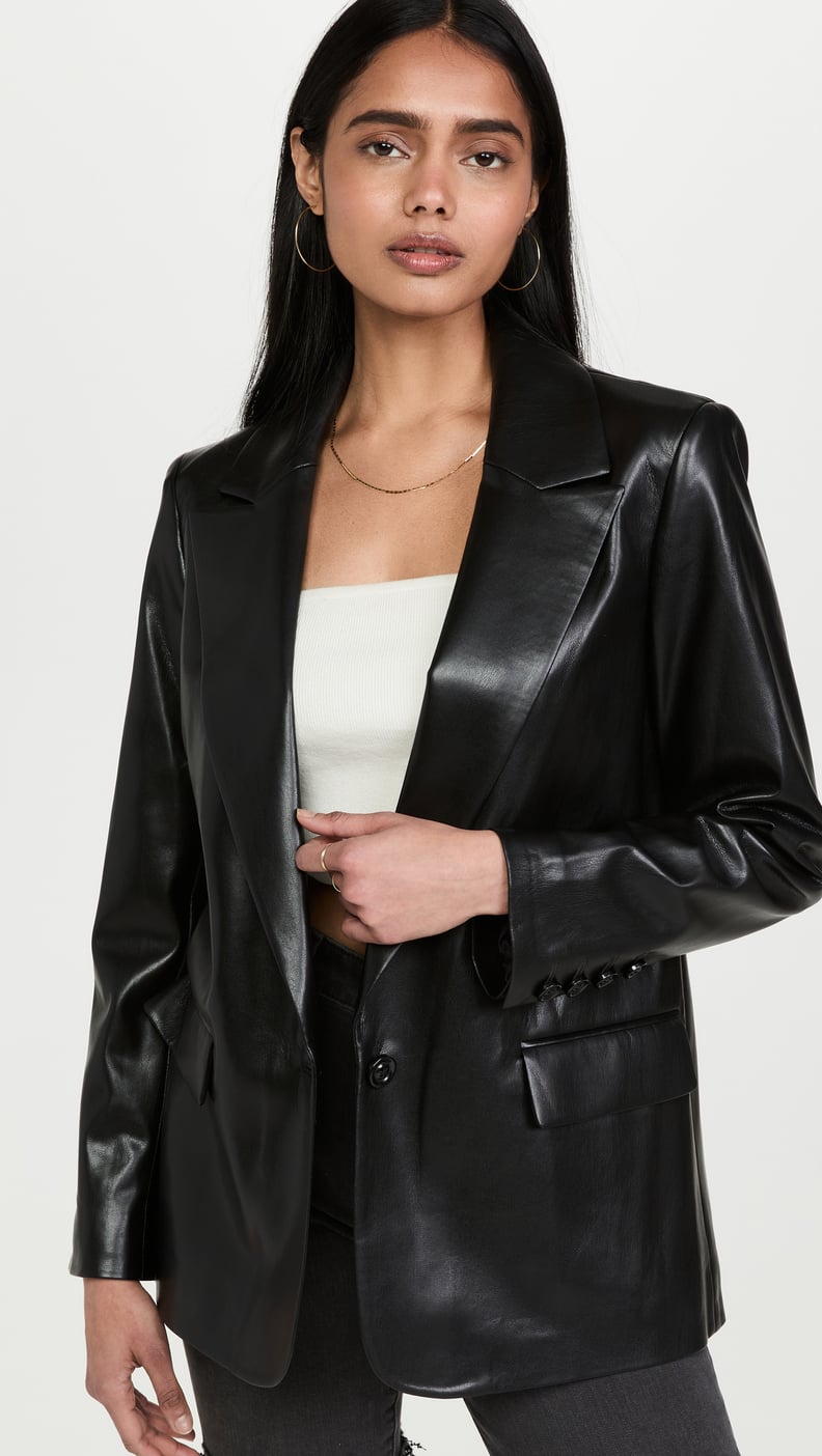 A Leather Blazer: Alice + Olivia Denny Vegan Leather Blazer