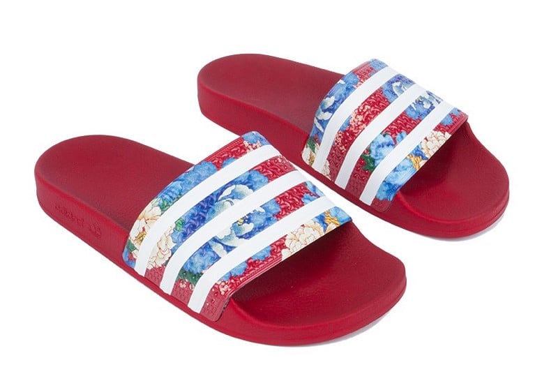 adidas floral slide sandals