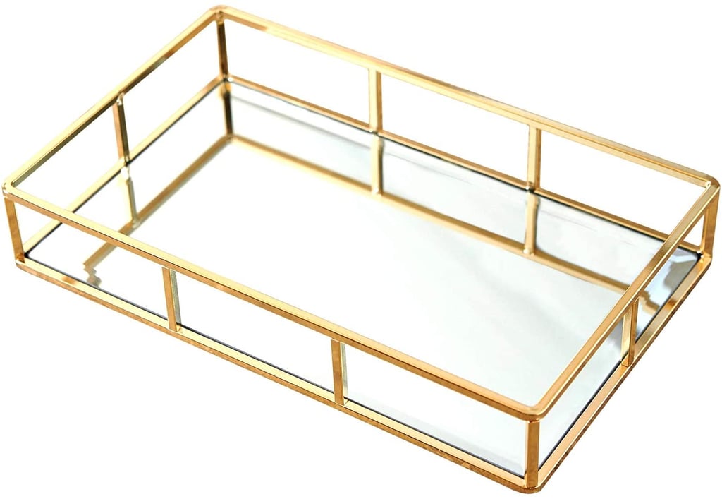 PuTwo Gold Tray Mirror Vanity Tray