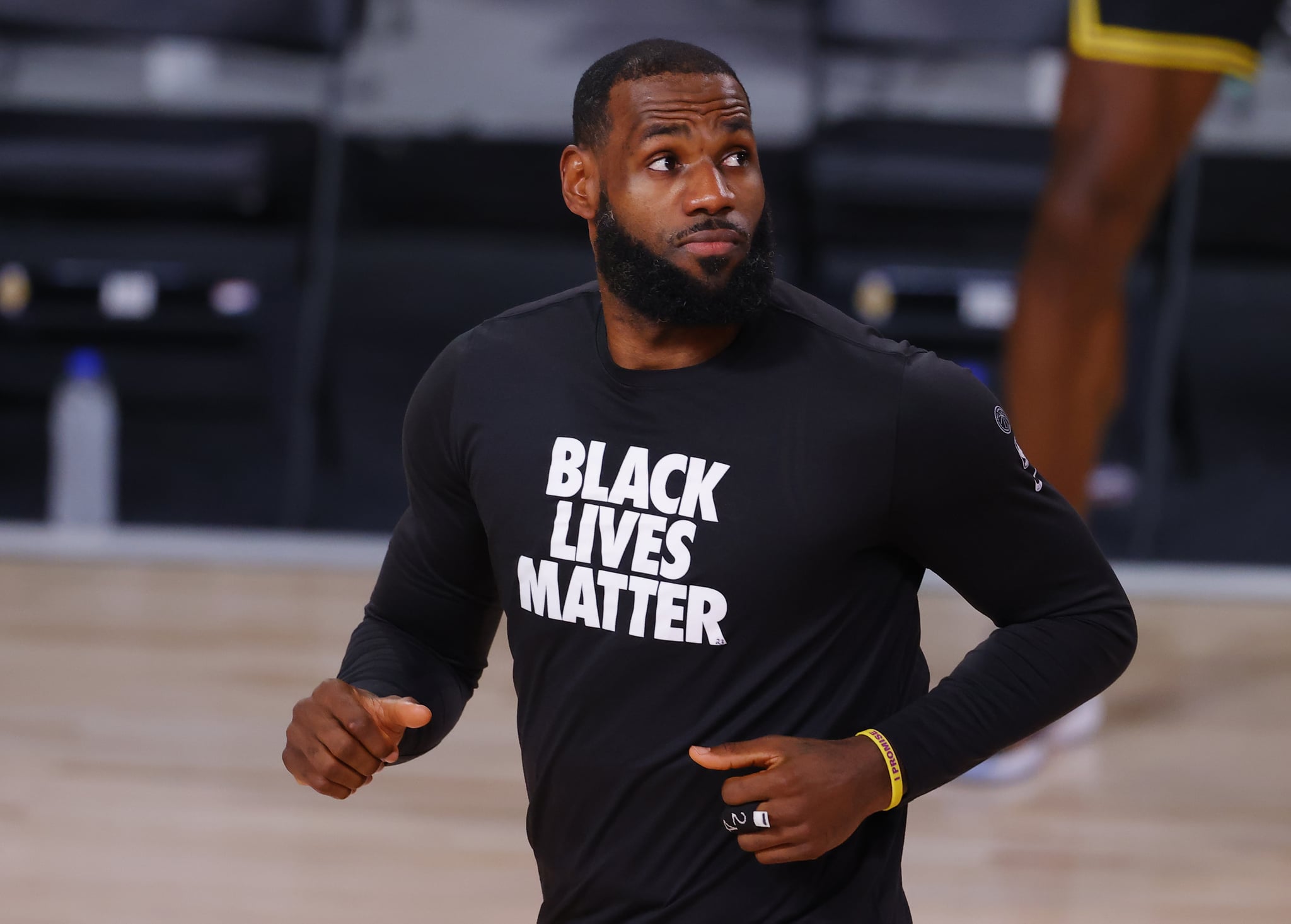 LAKE BUENA VISTA, FLORIDA - AUGUST 24: LeBron James #23 of the Los Angeles Lakers warms up against the Portland Trail Blazers in Game Four of the Western Conference First Round during the 2020 NBA Playoffs at AdventHealth Arena at ESPN Wide World Of Sports Complex on August 24, 2020 in Lake Buena Vista, Florida. NOTE TO USER: User expressly acknowledges and agrees that, by downloading and or using this photograph, User is consenting to the terms and conditions of the Getty Images License Agreement. (Photo by Kevin C. Cox/Getty Images)