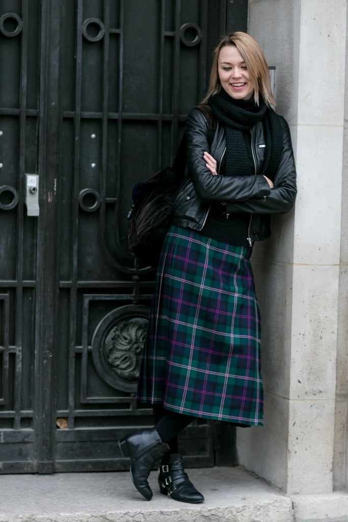 The anti-prep-school girl in calf-length plaid.