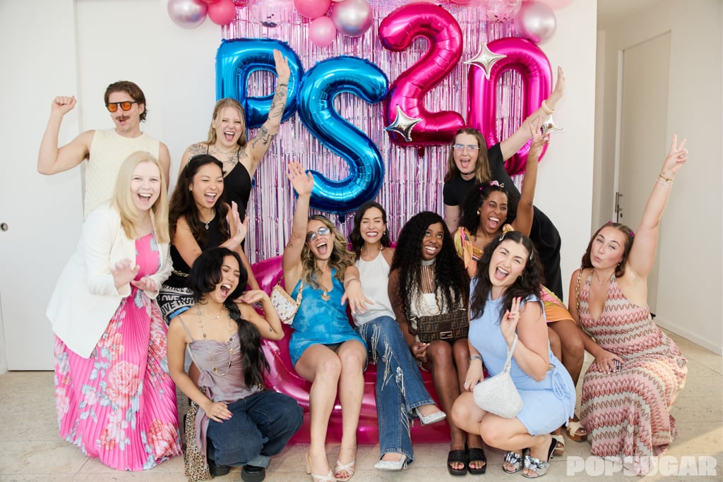 The Popsugar team celebrates the launch of a successful Aughts Effect cover and the start of the party.