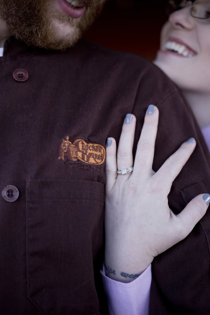 Couple's Engagement and Wedding Photos at Cracker Barrel