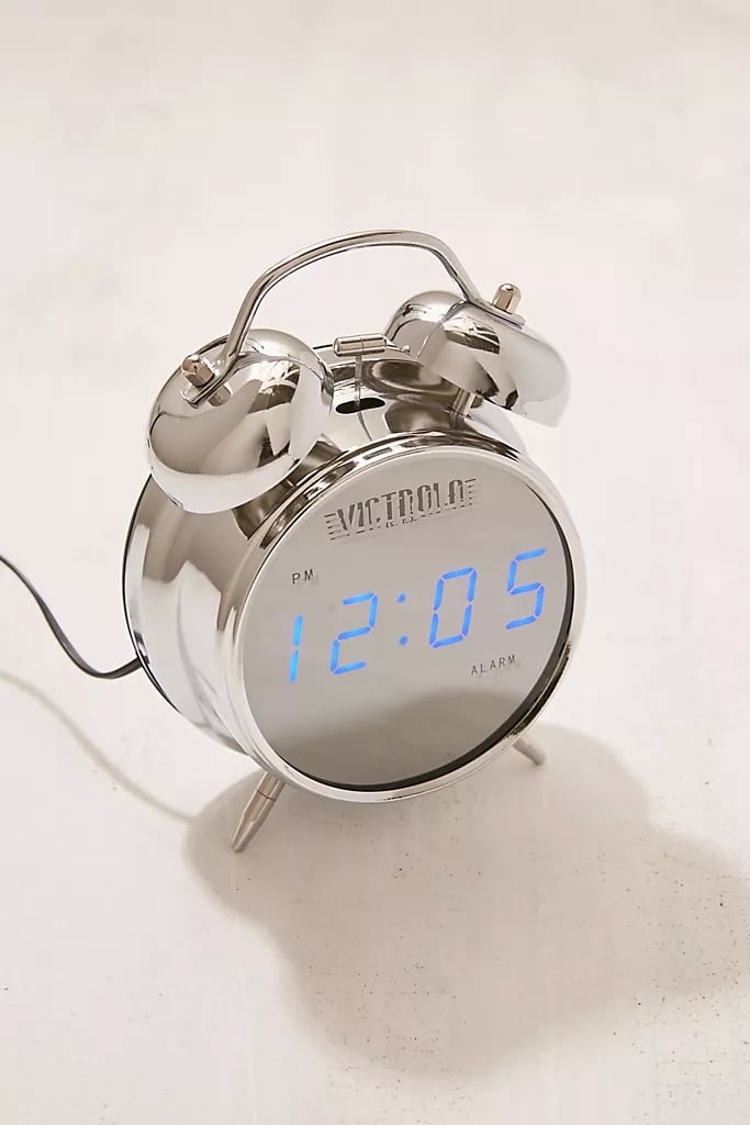TRIXES Classic Compact Silver Chrome Effect Alarm Clock 