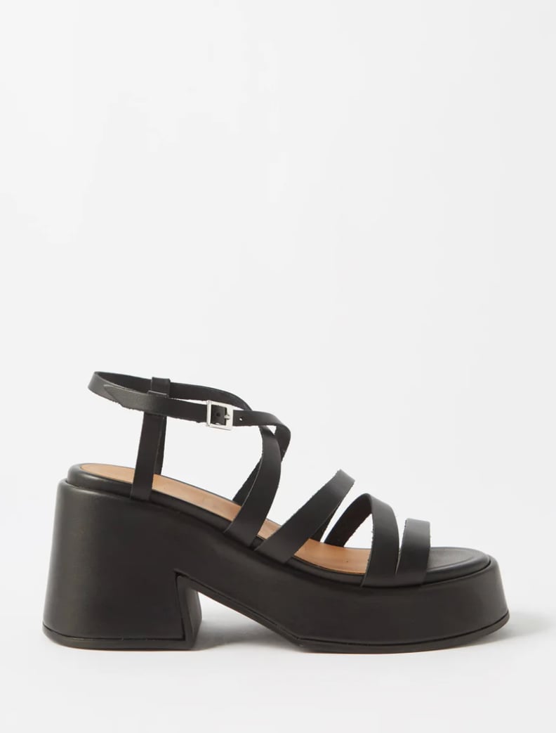 Ganni Crossover Platform Leather Sandals