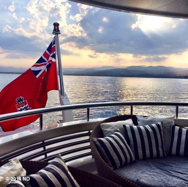 Nina Dobrev hopped on a yacht with friends. 
Source: Instagram user ninadobrev