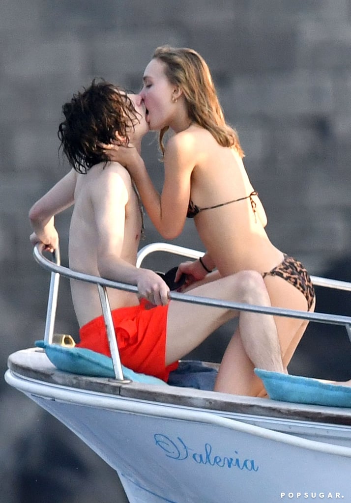 Timothée Chalamet Lily-Rose Depp Kissing on a Boat in Italy