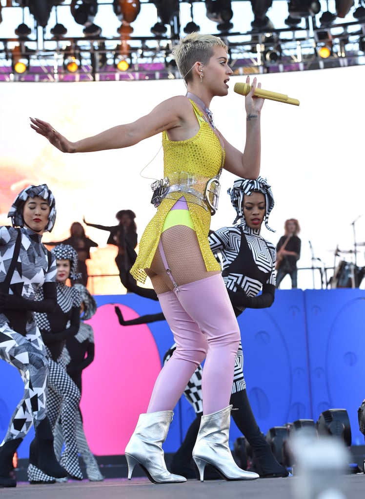 Katy showed a little leg while performing at KIIS FM's Wango Tango in 2017.