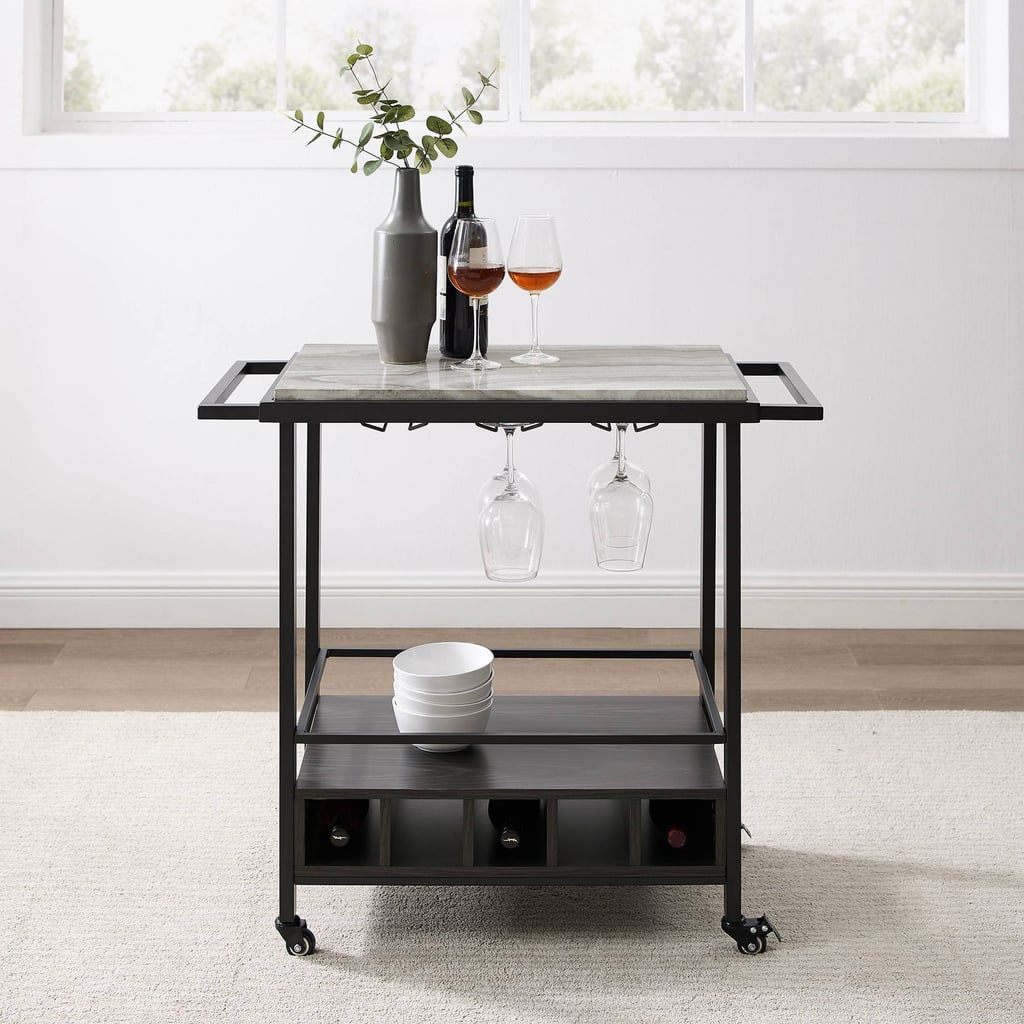 Something Contemporary: Saracina Home Jai Contemporary Rolling Bar Cart With Bottle Storage