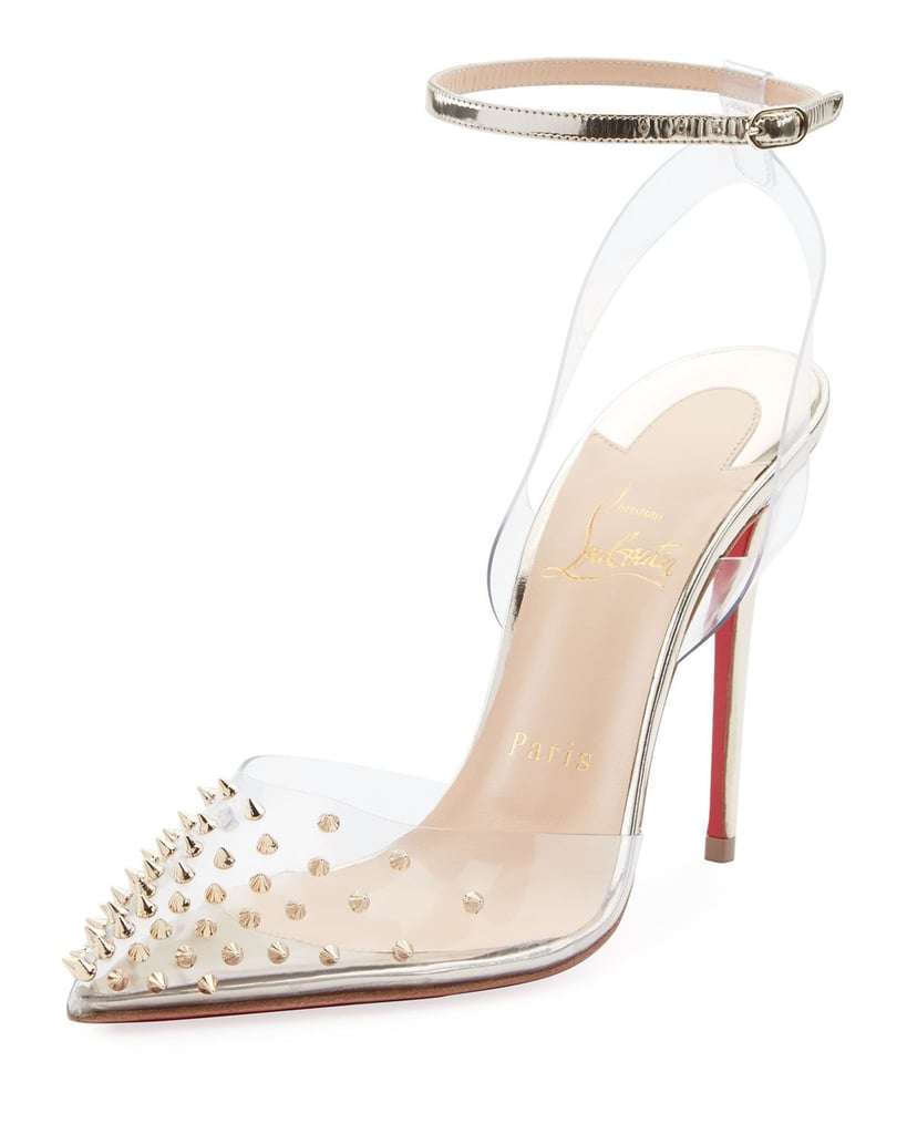 Christian Louboutin Spikoo Spiked Ankle-Wrap Red Sole Pumps