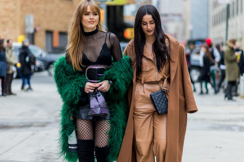 If You Have a Lingerie Top, Wear It Under a Sheer Shirt and Furry Coat