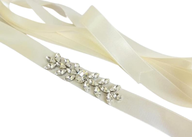 For the Bride: Ivory Bridal Wedding Dress Sash Belt With Sparkly Swarovski Crystals