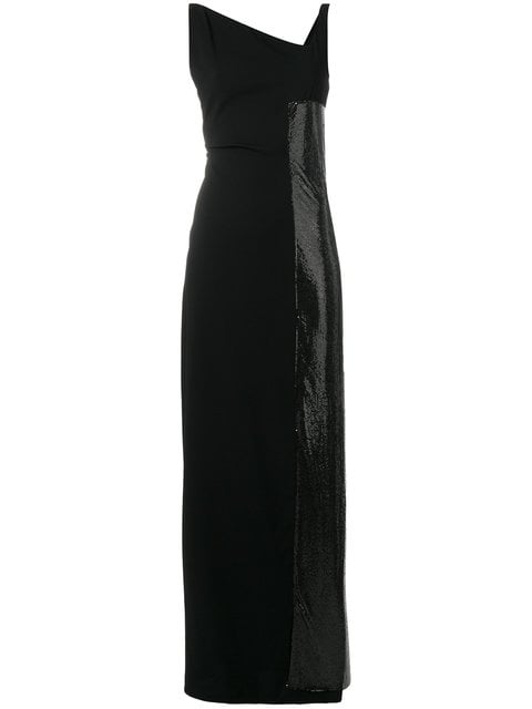 boutique sequin panel mesh maxi dress