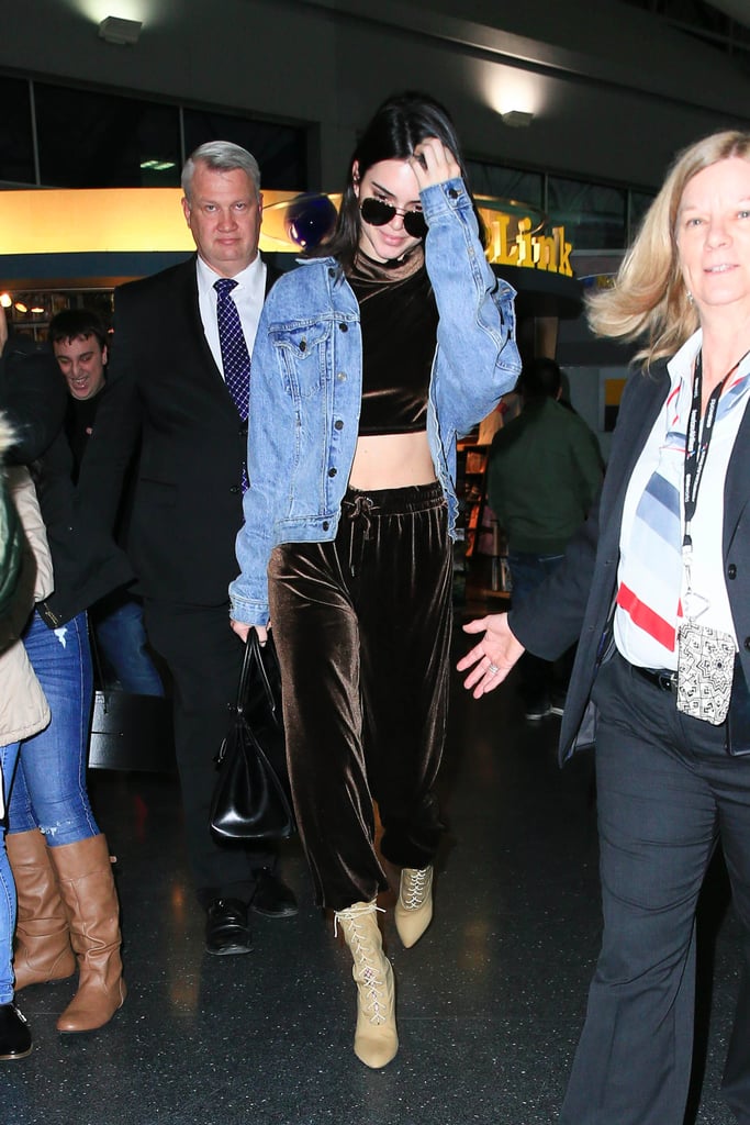 Kendall Jenner Wearing Velvet Pants January 2017