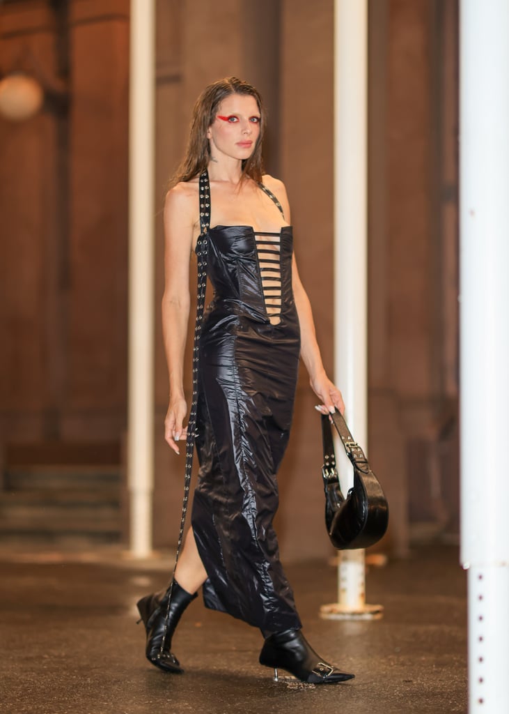 Julia Fox Wears a Black Caged Corset Dress By Luis De Javier